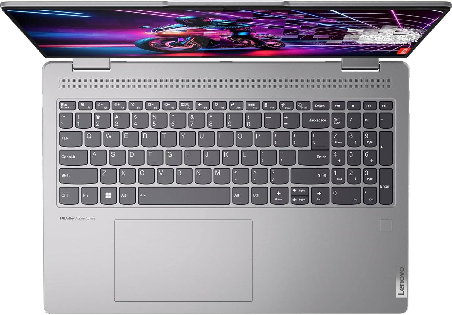 Esc F1 F2 F3 F4 F5 F6 F7 F8 F9 F10 F11 F12 Insert Prilc Delete I . H 1 2 # 3 $ 4 % 5 6 & 7 + 8 ( 9 ) 0 | - = Backspace Num Lock / * - Tab Q W E R T Y U I O P [ ] 7 Home 8 + 9 Page Up Caps Lock A S D F G H J K L : " - Enter 4 5 6 + Shift Ctrl Fn Z X C V B N M < > ? / Home Page Up Shift End 1 End 0 2 Ins 3 Page Down Del Enter Dolby Vision-Atmos Lenovo