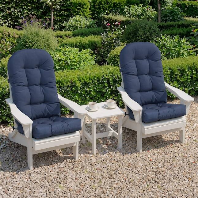 Angle. Crestlive Products - Crestlive Products 2pc Outdoor Adirondack High Back Chair Cushion with Ties  Navy Blue High back patio chair cushion - Navy.