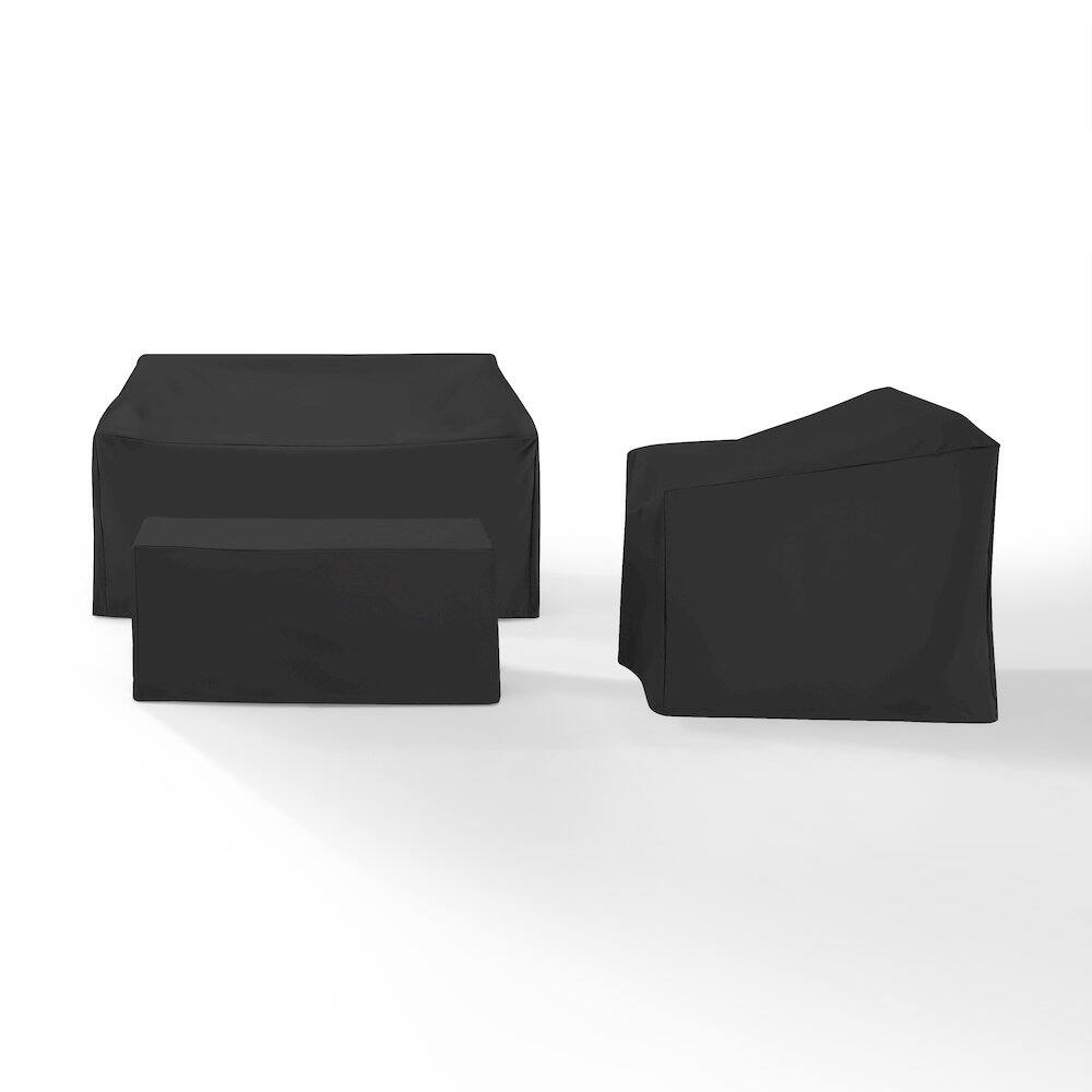 Alt View 2. Crosley Furniture - 3Pc Outdoor Furniture Cover Set - Loveseat - Black.
