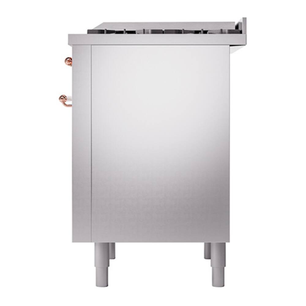 Alt View 4. ILVE - ILVE Nostalgie II 36 inch Dual Fuel Range with 6 Burners + Griddle (Liquid Propane, Stainless Steel, Copper Trim) - Stainless Steel.