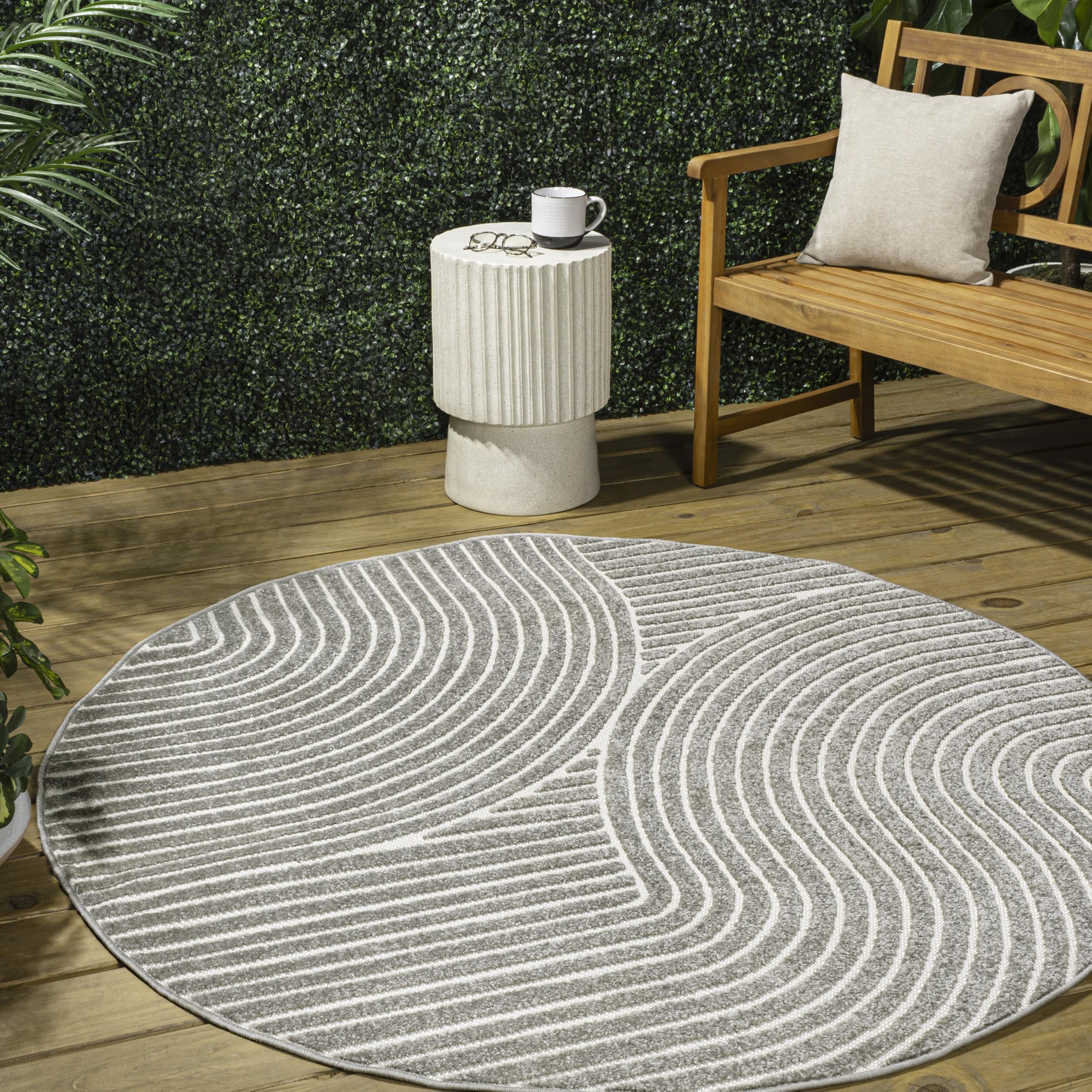 Front. PARKER SLATER - Hallie High Low Ivory Cream Indoor Outdoor Area Rug 8x10 Minimalist Pet Friendly Non Shedding Stain Resistant Hose Wa... - Gray/Ivory.