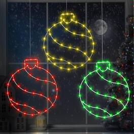 RTMB - 3-Pack 11.8" LED Lighted Window Balls, 50 Bulbs, Red/Green/Gold Indoor Decor - multicolor