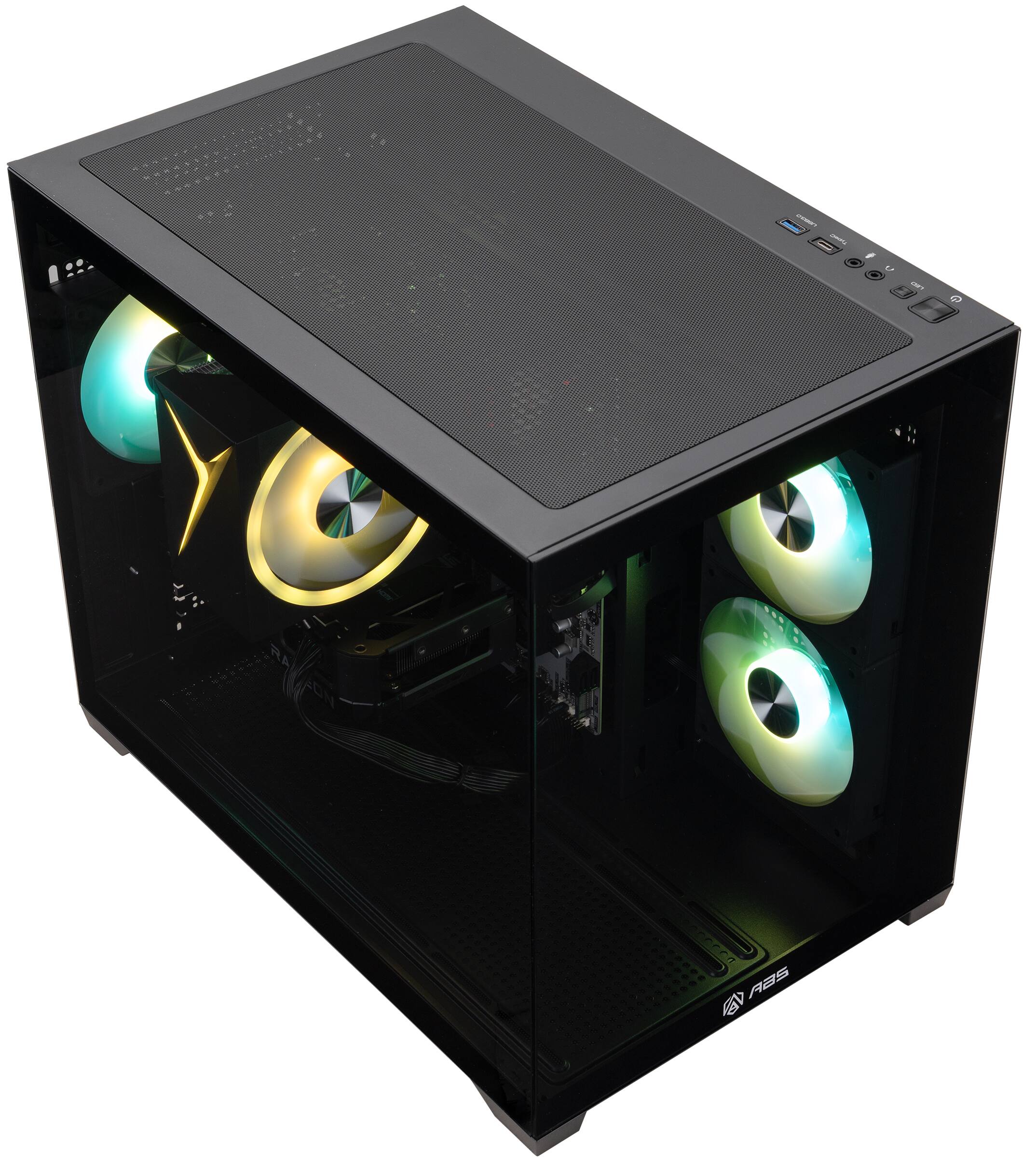 Alt View 4. ADVANCED BATTLESTATIONS - ABS Flux II Ruby Gaming PC - Windows 11 - AMD Ryzen 5 9600X - Radeon RX 9060 XT 16GB - 32GB DDR5 - 1TB SSD - black.