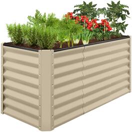 Best Choice Products - 4x2x2ft Outdoor Metal Raised Garden Bed for Vegetables Flowers Herbs - Beige