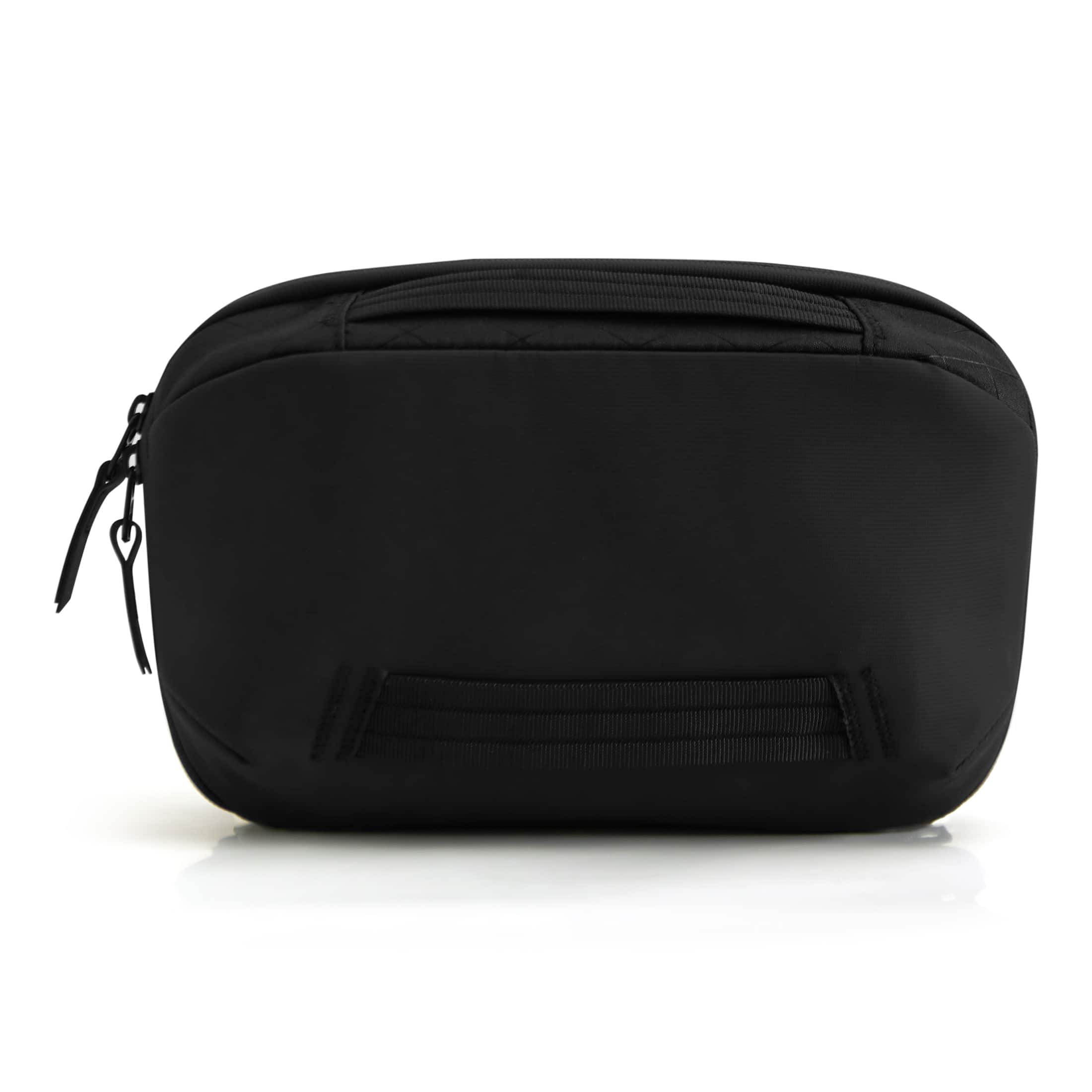 Front. Bagsmart - Travel Toiletry Bag, Waterproof Hanging Cosmetic Organizer with Wet Pouch, Compact Grooming Kit for Men and Women - Black.