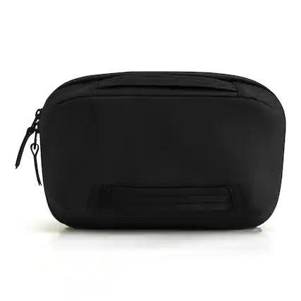 Front. Bagsmart - Travel Toiletry Bag, Waterproof Hanging Cosmetic Organizer with Wet Pouch, Compact Grooming Kit for Men and Women - Black.
