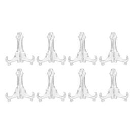 Unique Bargains - 8pcs Acrylic Easels Plate Stands 3.46 Inch Folding Display Holder for Frames Pictures Magazines - Clear