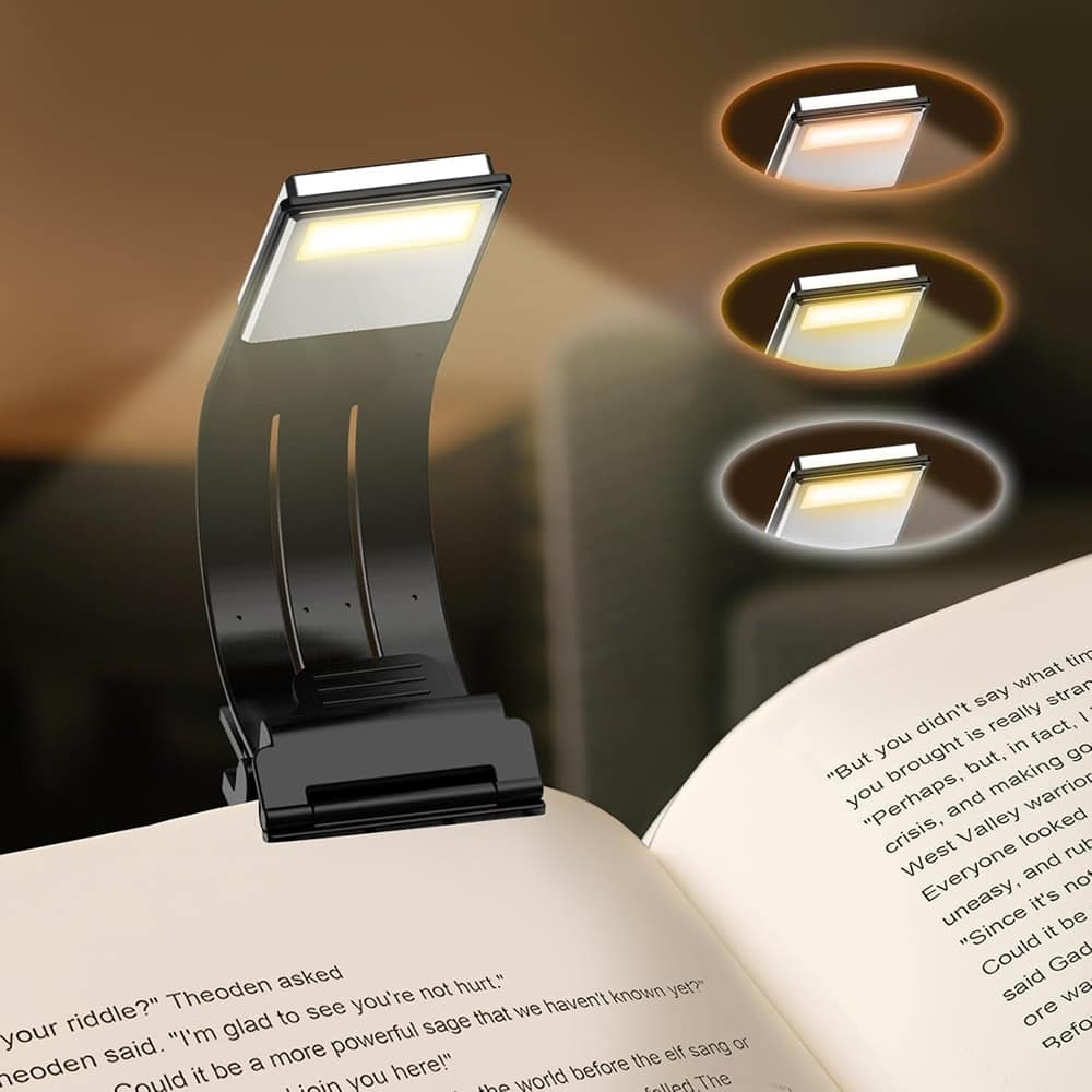 Schertz - Bookmark Book Light – 8 LED Clip-On, 3 Color Temps, Stepless Dimming, Black