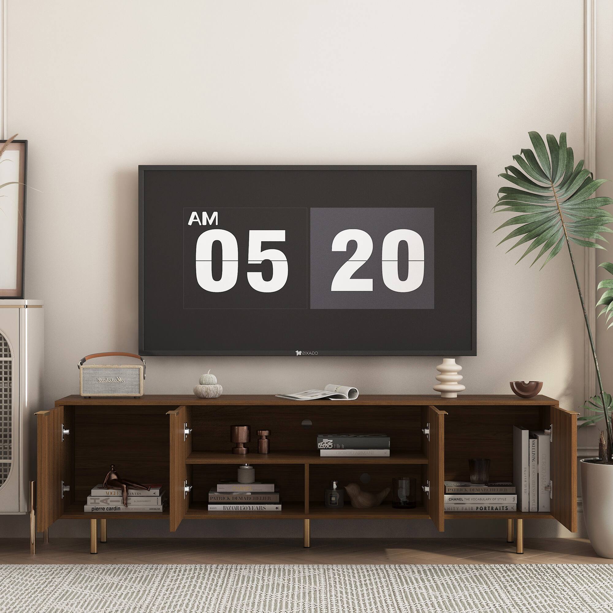 MERAVOM Fluted TV Stand for Tvs up to 65