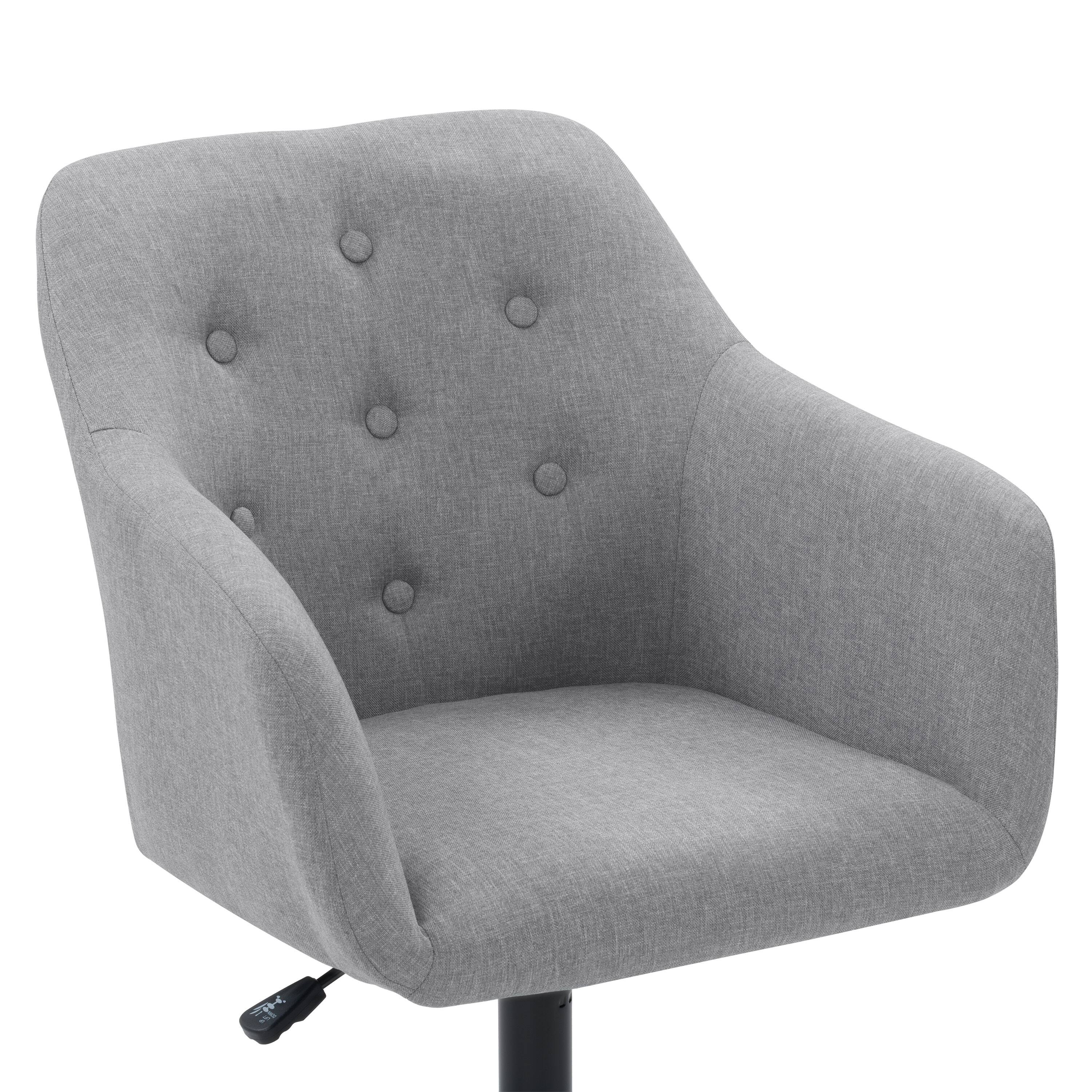 Alt View 17. CorLiving - Marlowe Upholstered Button Tufted Task Chair - Light Grey.