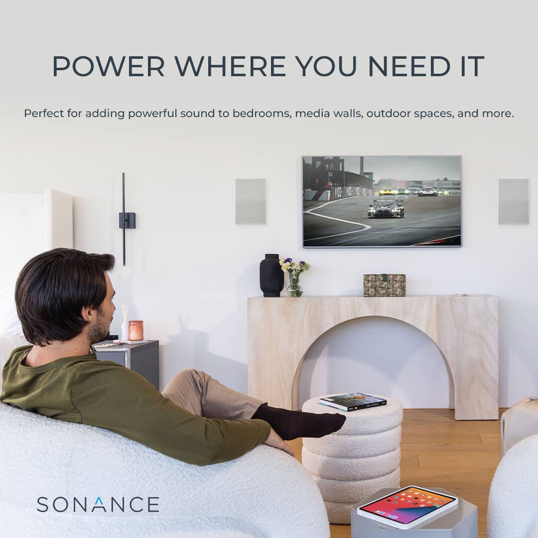 POWER WHERE YOU NEED IT

Perfect for adding powerful sound to bedrooms, media walls, outdoor spaces, and more.

SONANCE