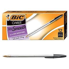 BIC - Cristal Xtra Smooth Ballpoint Pens, Medium Point, 0.1mm, Dozen - Black Ink