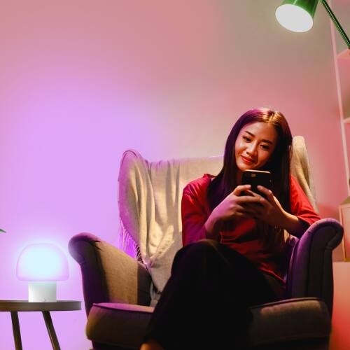 Alt View 3. Xtreme - Multi-Color LED Accent Mushroom Lamp with White Base and Remote Control - White.