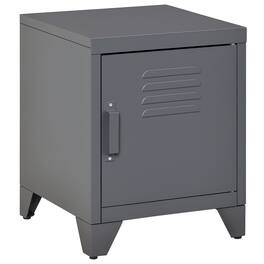 Homcom - Industrial End Table, Living Room Side Table with Locker-Style Door and Adjustable Shelf - Gray