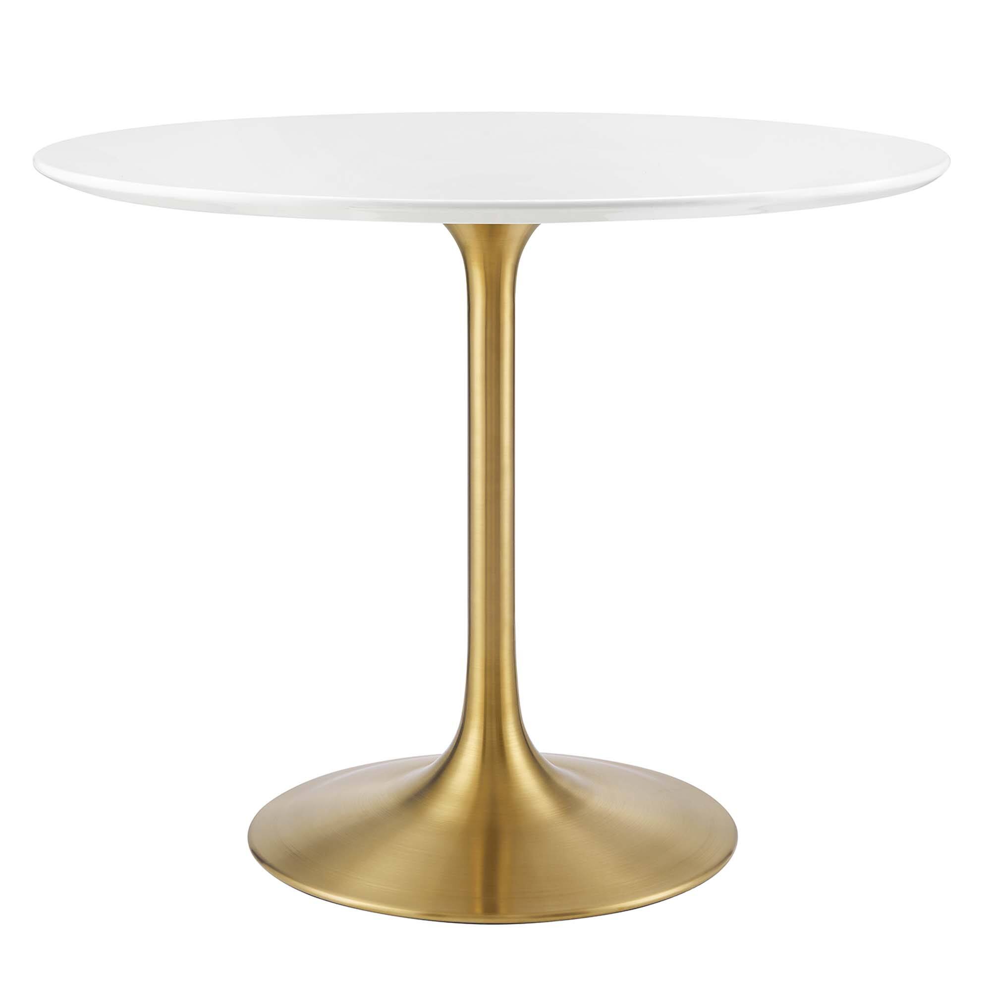 Angle. Modway - Lippa Round 36" Dining Table - Gold White.