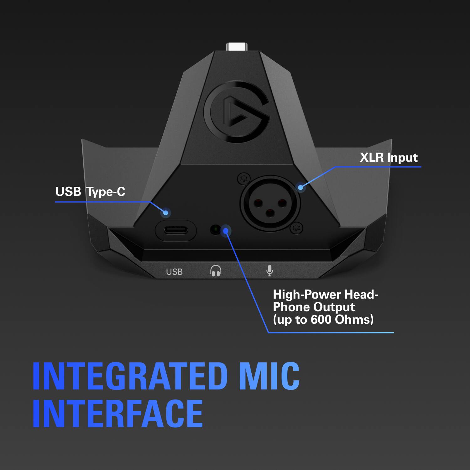 XLR Input  
USB Type-C  
USB High-Power Head-Phone Output (up to 600 Ohms)  
INTEGRATED MIC INTERFACE