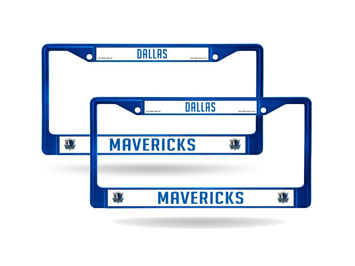 Dallas Mavericks Blue Painted Chrome Metal License Plate Frame - Set of 2 Mavs Frames