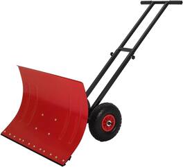 Babevy - 29in Wide Wheeled Snow Shovel, Double Pole, 5-Position Handle/Angle, Adjustable Driveway Tool