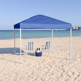 Emma + Oliver - 10'x10' Weather Resistant Easy Pop Up Event Straight Leg Instant Canopy Tent - Blue
