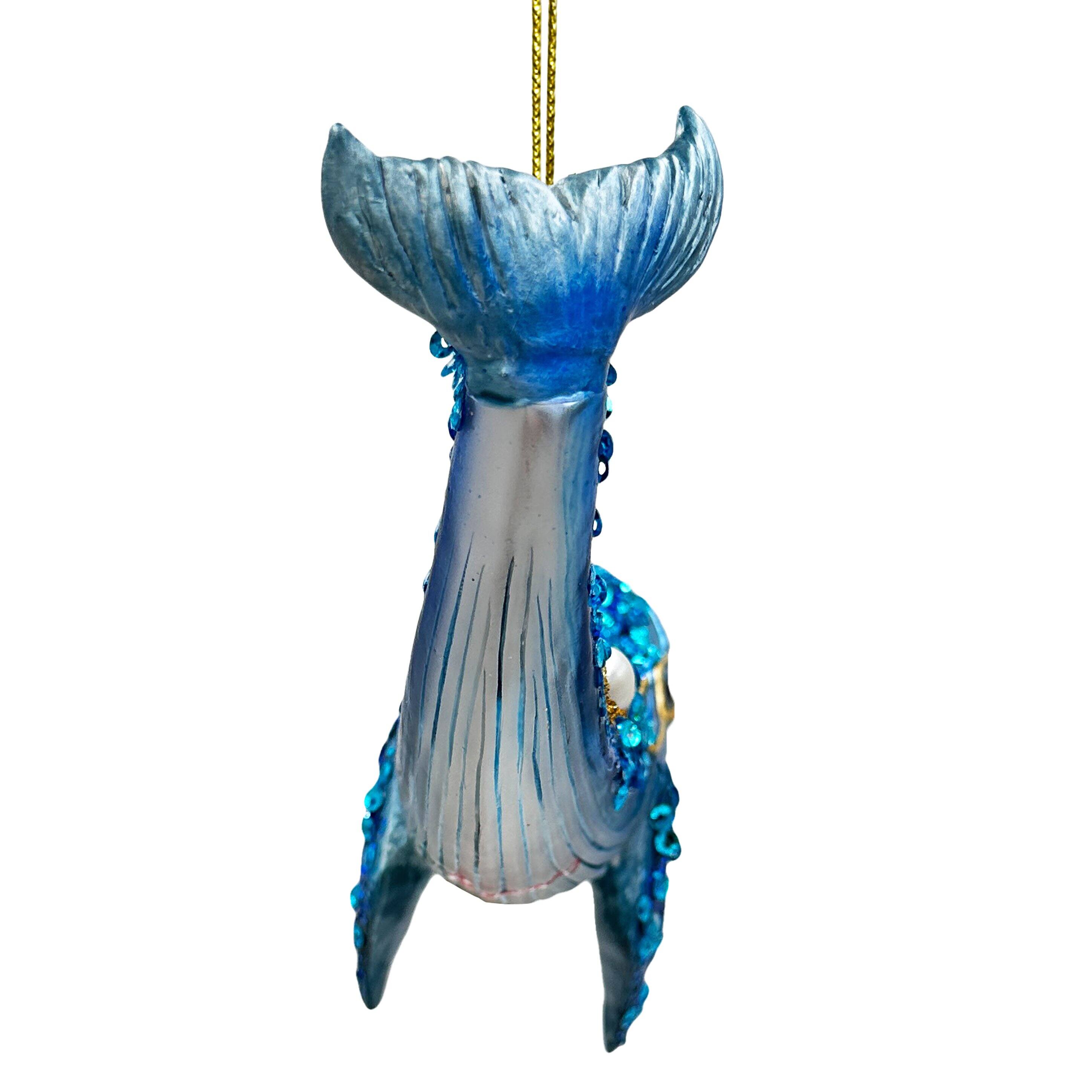 Alt View 1. OrnamentallyYou - Dazzling Blue Whale Glass Ornament Glitter and Rhinestones Christmas Decor - Multi-colored.