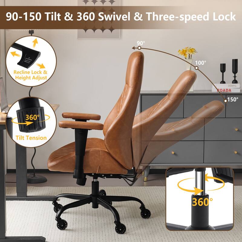 90-150 Tilt & 360 Swivel & Three-speed Lock  
Recline Lock & Height Adjust  
Tilt Tension  
360°