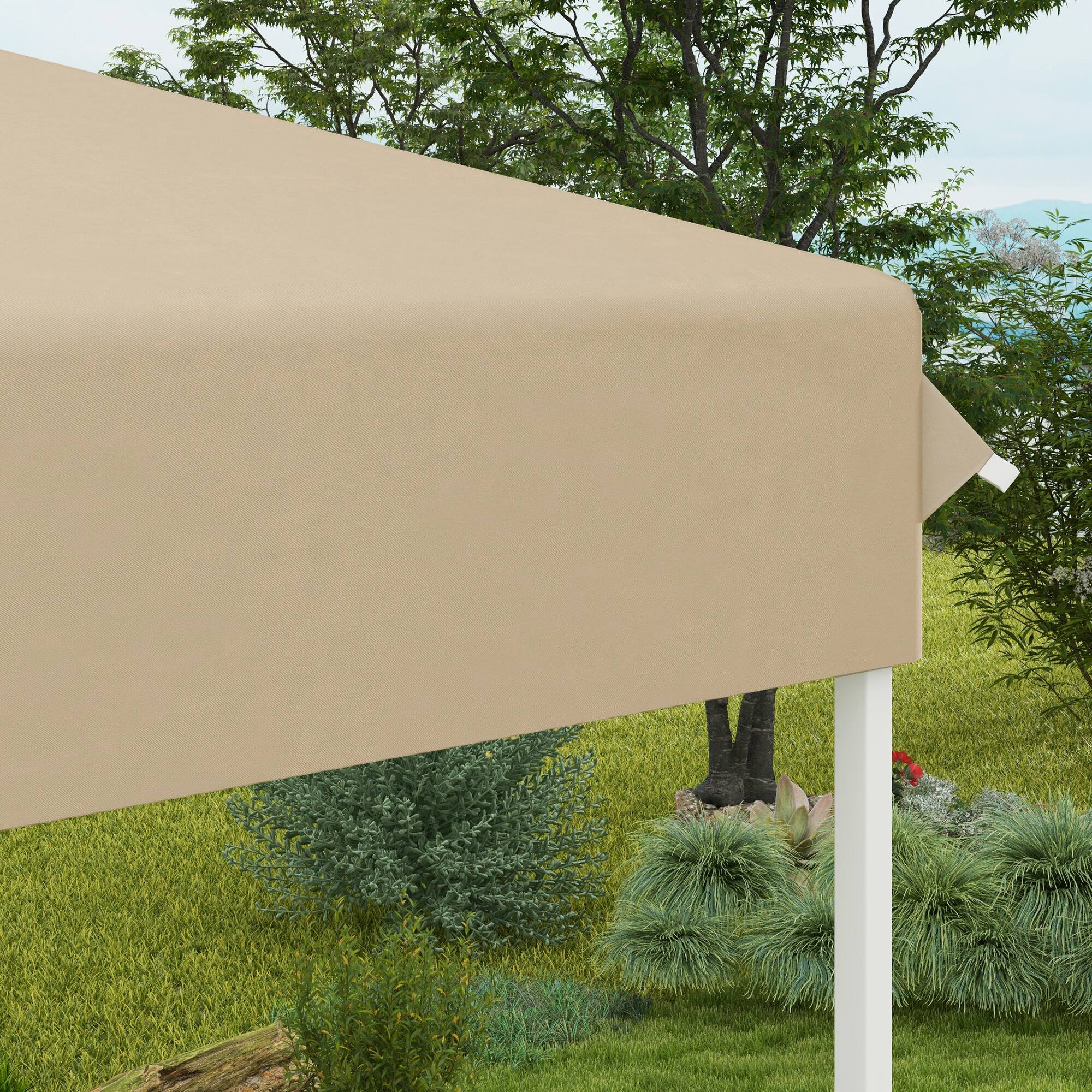 Alt View 8. Outsunny - 13' x 13' Pop Up Canopy Tent, Instant Sun Shelter, Tents for Parties, Height Adjustable for Outdoor - Beige.