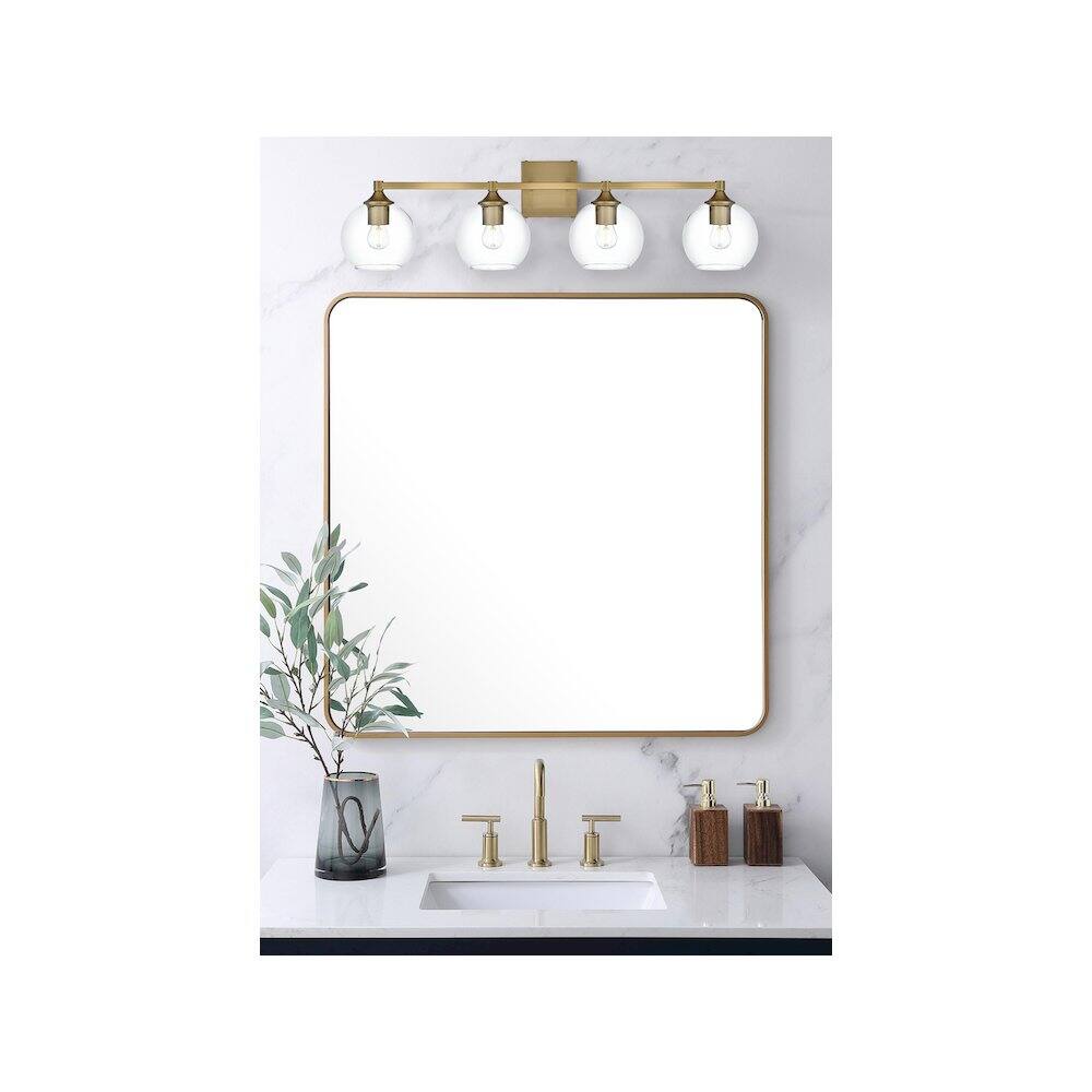 Alt View 4. Living District - Eero 33 inch Wall Sconce in Satin Gold - Satin Gold And Clear.