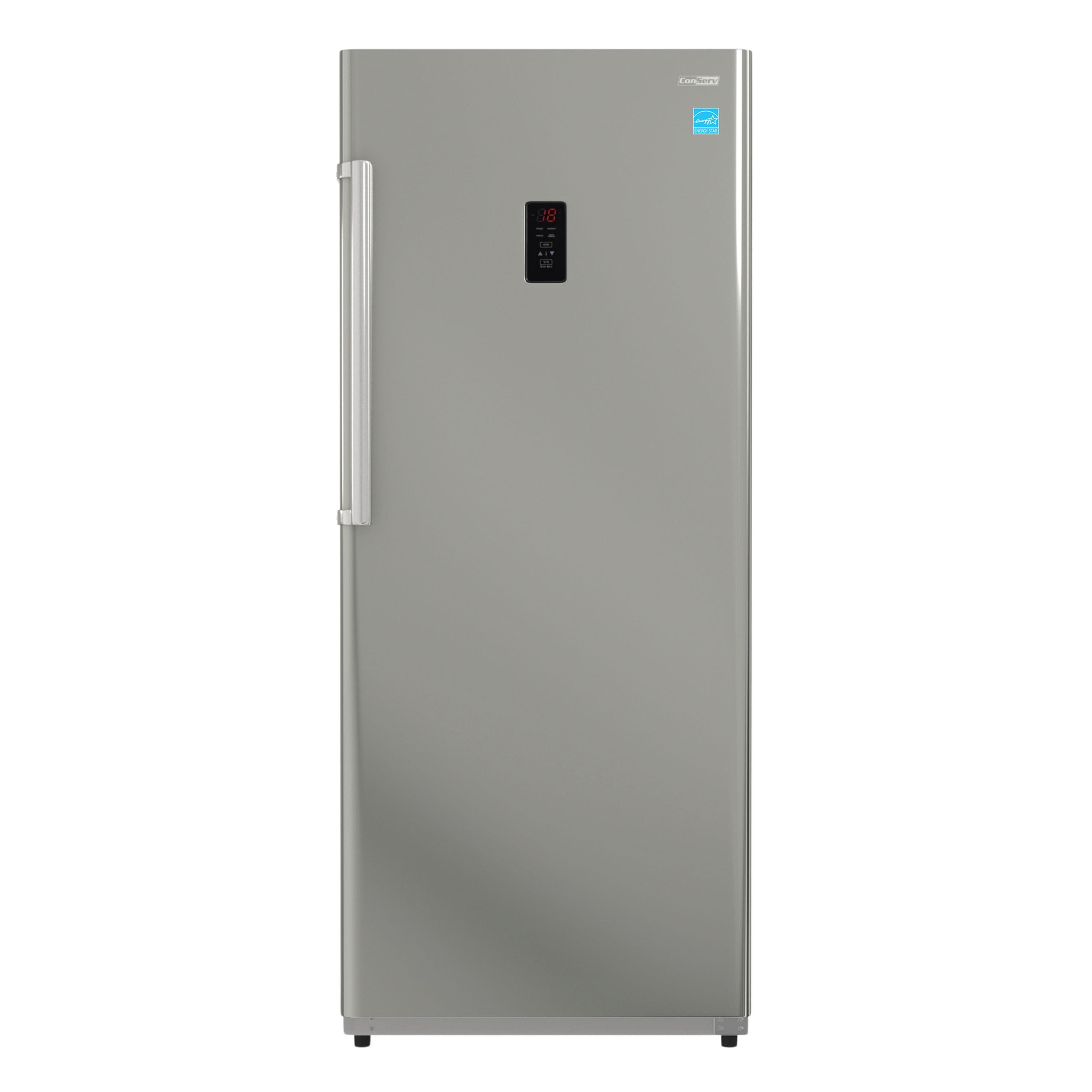 Conserv - 14cf Garage Ready Upright Freezer CONVERTIBLE Refrigerator 28" Energy Star 110V Reversible - Stainless Steel