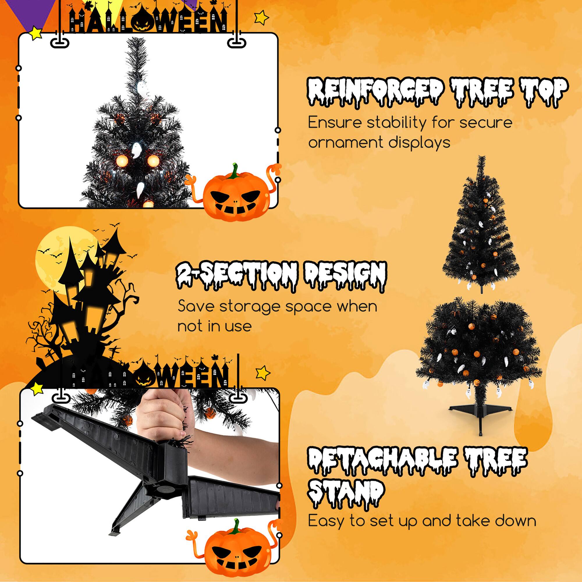 - **Reinforced Tree Top**
  - Ensure stability for secure ornament displays

- **2-Section Design**
  - Save storage space when not in use

- **Retractable Tree Stand**
  - Easy to set up and take down