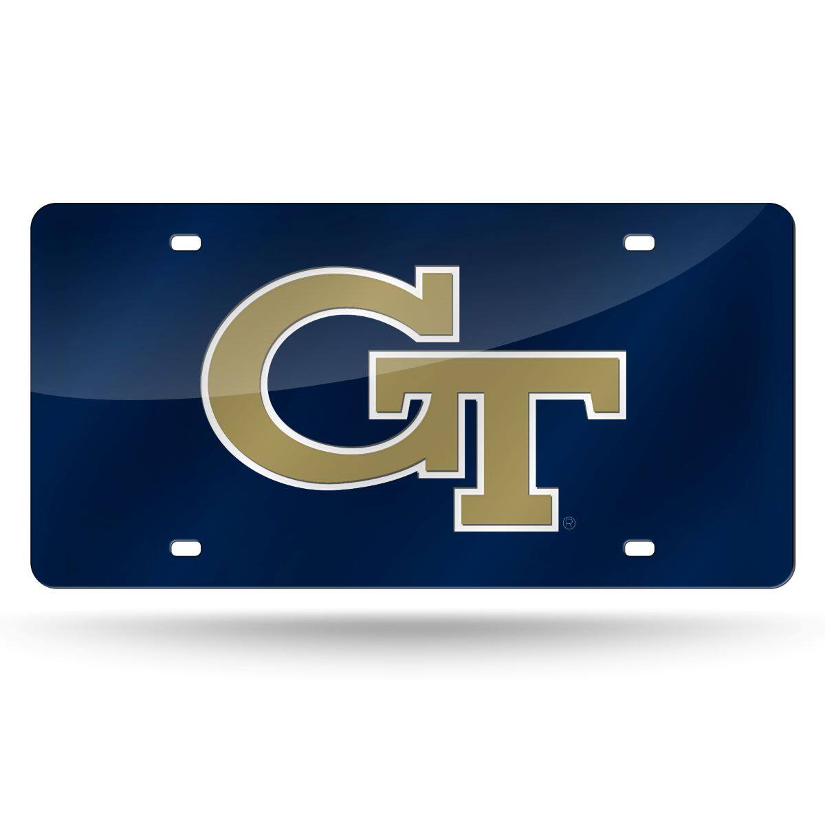 Georgia Tech Yellow Jackets Mirrored Laser Cut License Plate Laser Tag