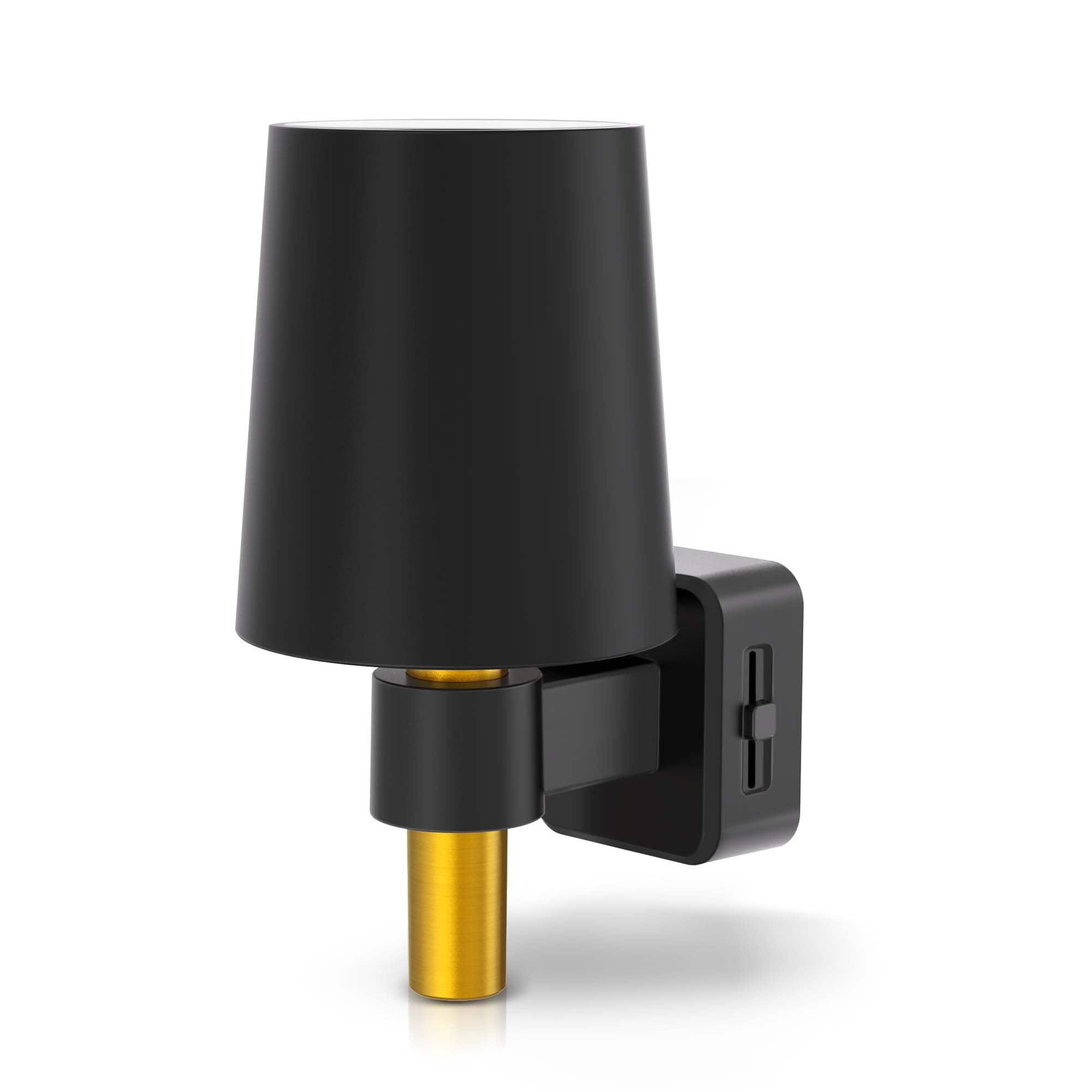 Jandcase - 1W Plug-in Light Sensor Night Light, 3000K Warm Glow,Painted Round Shade , Up/Down Light, US 3-Prong - Black