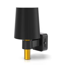 Jandcase - 1W Plug-in Light Sensor Night Light, 3000K Warm Glow,Painted Round Shade , Up/Down Light, US 3-Prong - Black