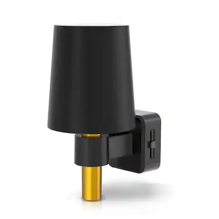 Front. Jandcase - JANDCASE 1W Plug-in Light Sensor Night Light, 3000K Warm Glow,Painted Round Shade , Up/Down Light, US 3-Prong - Black.