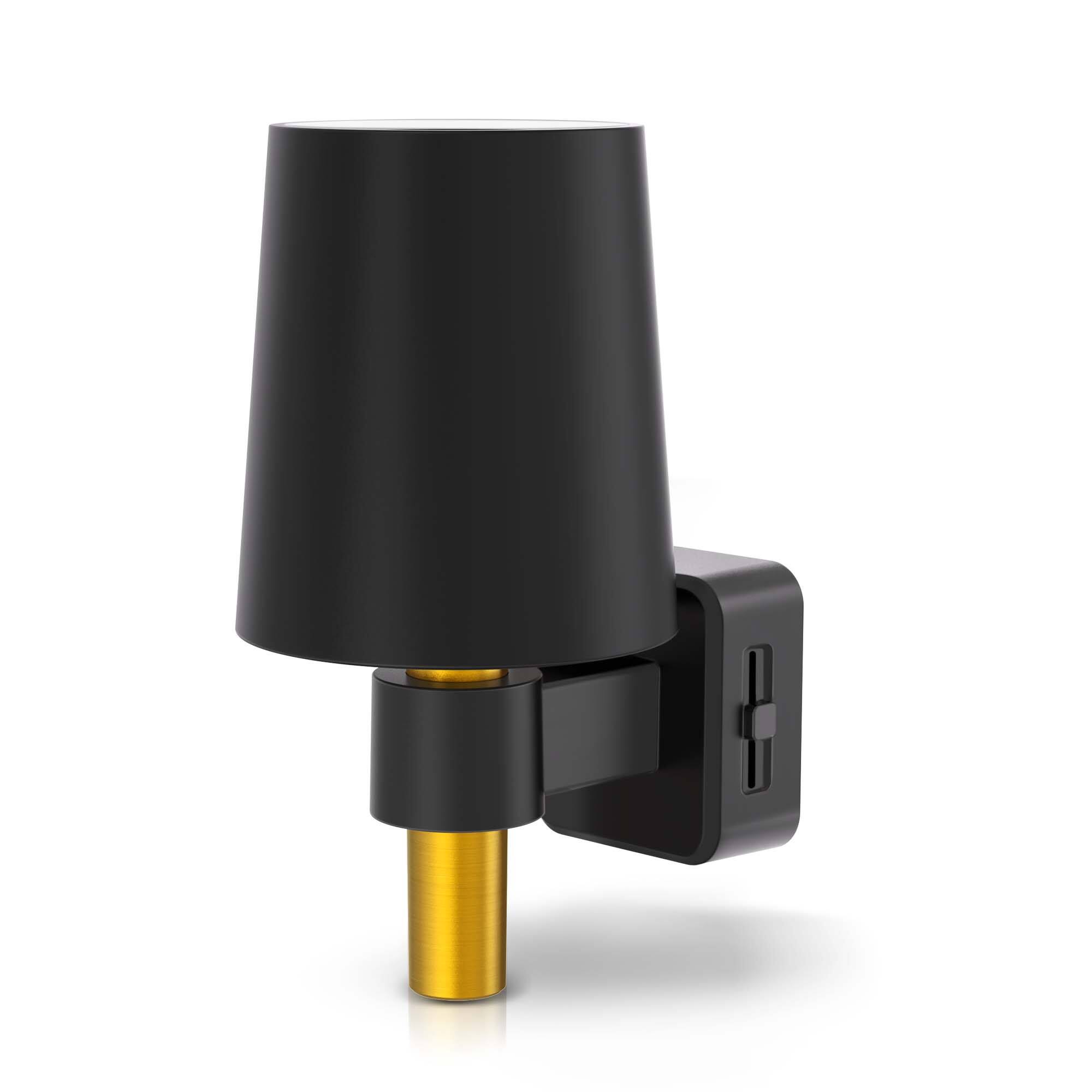 Front. Jandcase - JANDCASE 1W Plug-in Light Sensor Night Light, 3000K Warm Glow,Painted Round Shade , Up/Down Light, US 3-Prong - Black.
