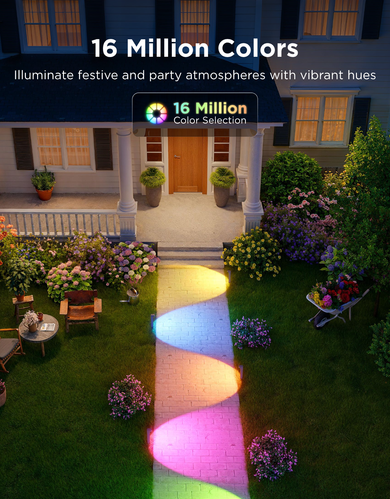 16 Million Colors  
Illuminate festive and party atmospheres with vibrant hues  

16 Million Color Selection