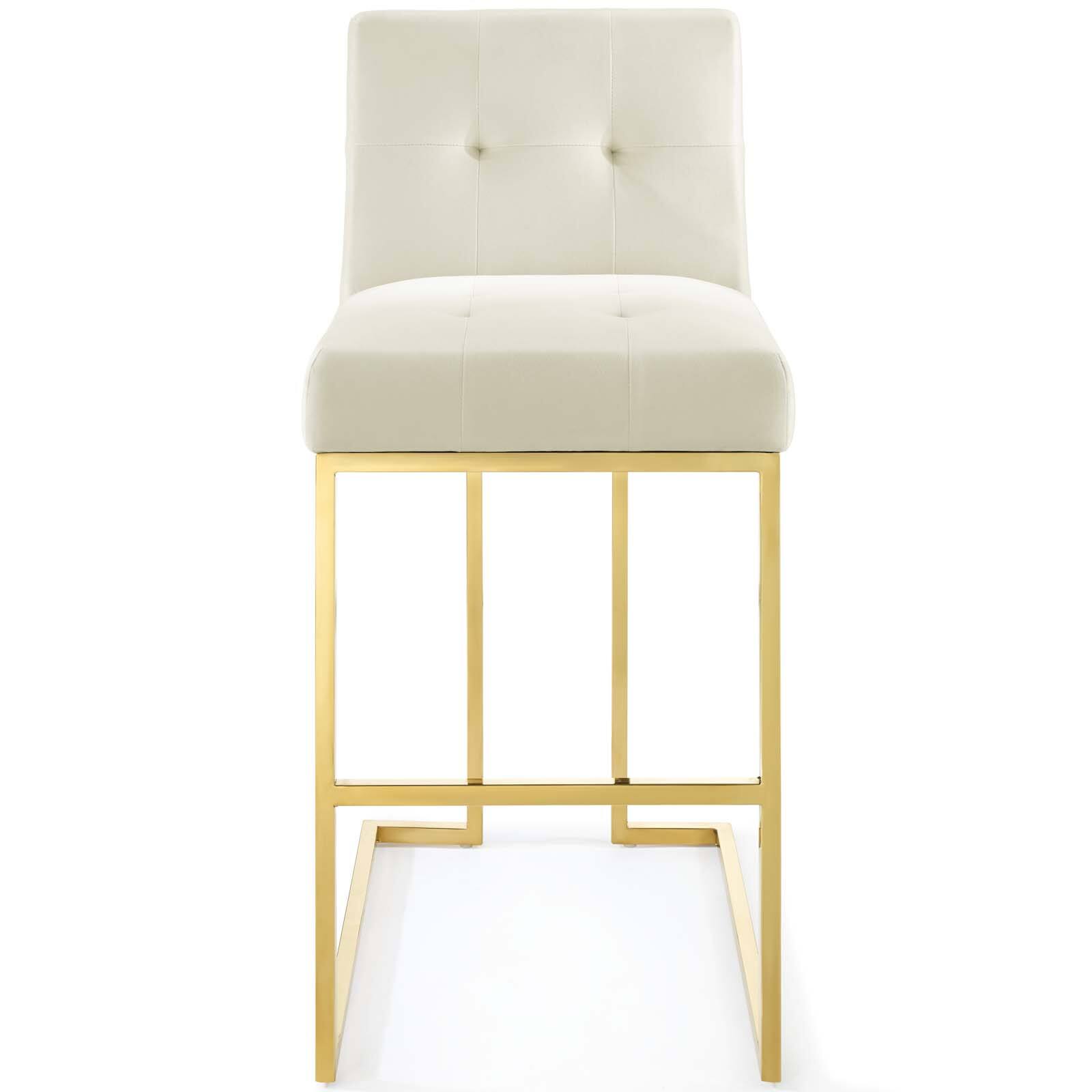 Alt View 2. Modway - Privy Gold Stainless Steel Performance Velvet Bar Stool by Modway - Gold Ivory.