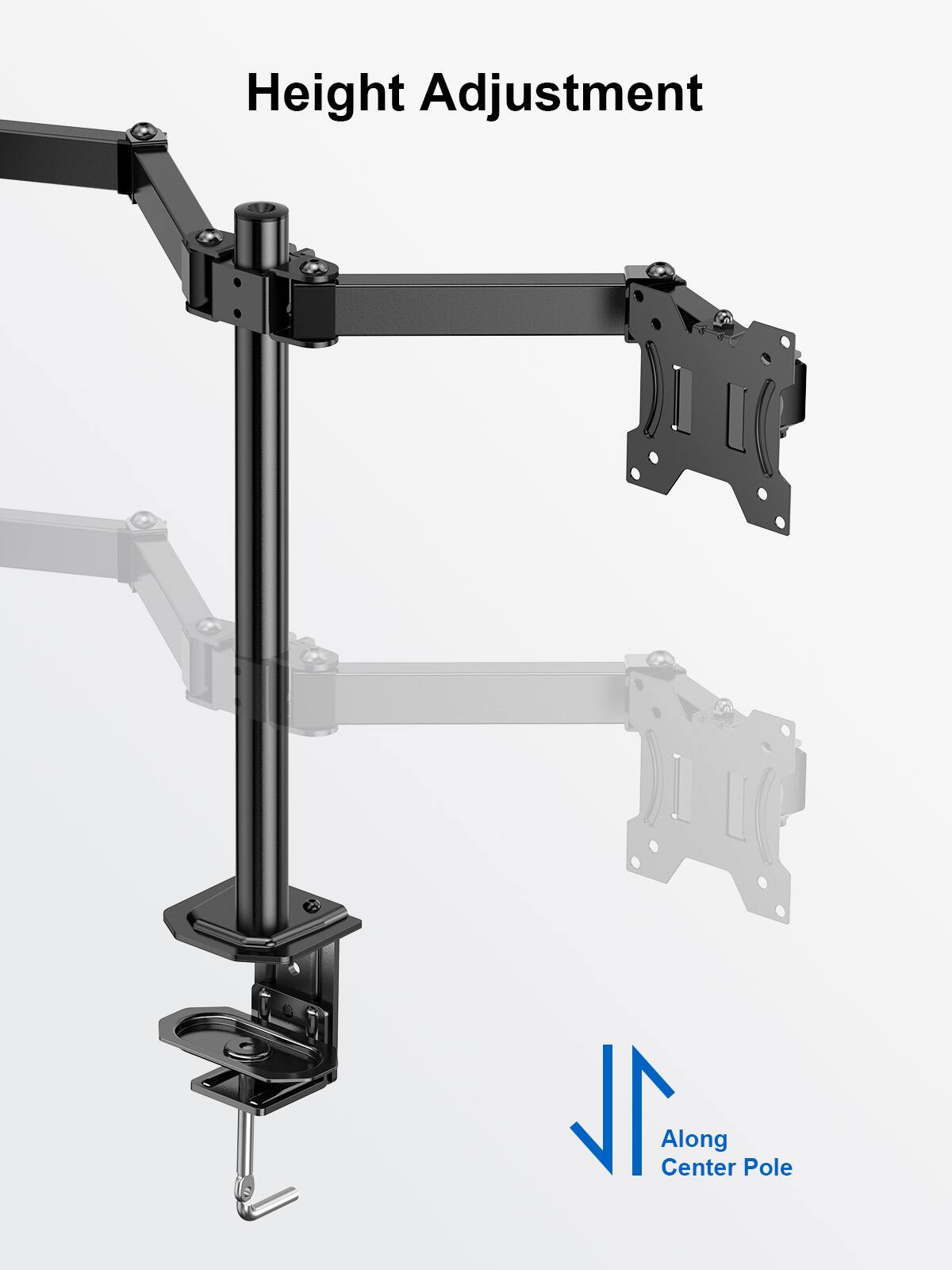 Height Adjustment, Along Center Pole