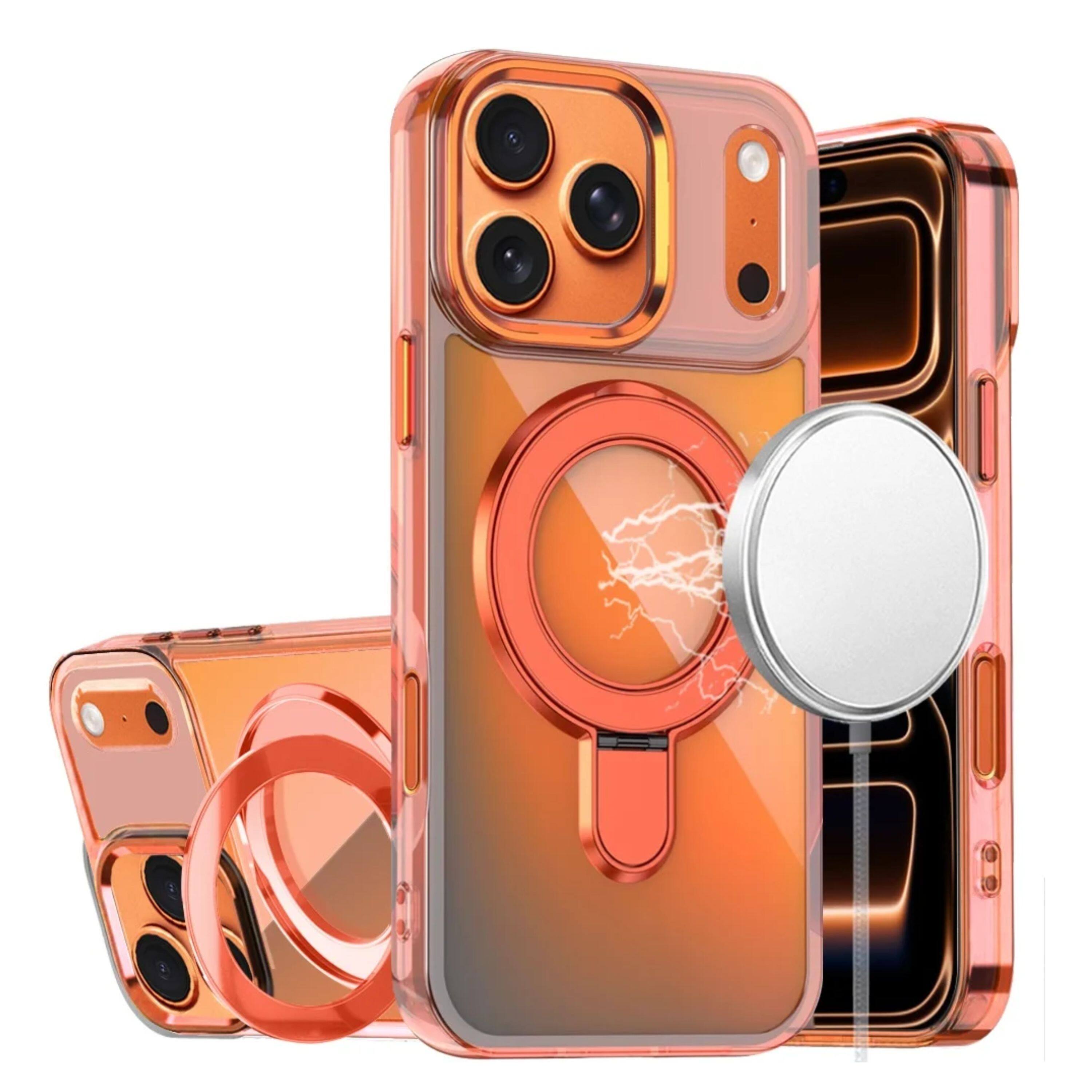 Kitcheniva - Radiant Chrome Magnetic Circle Stand Phone Case With Tempered Glass For iPhone 17 Pro Max - Cosmic Orange price history on PriceWatchPro