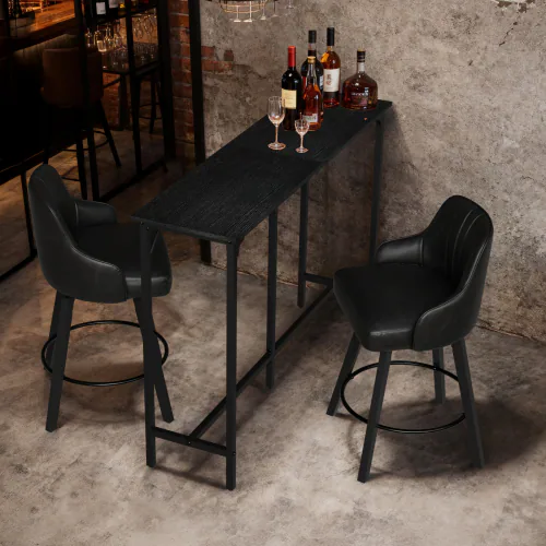 Alt View 4. Winado - 43"-71" Wooden Top Bar Long Counter Height Pub Table with Robust Metal Frame and Easy-Clean Surface Scratch for Bar - Black-55"x39"x15".