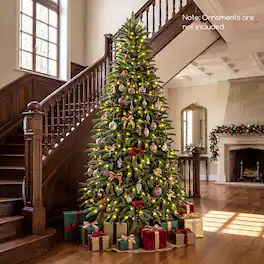 Costway - 8ft Artificial Christmas Tree with 1415 Lush Branch Tips, 460 Warm White LED Lights - Green