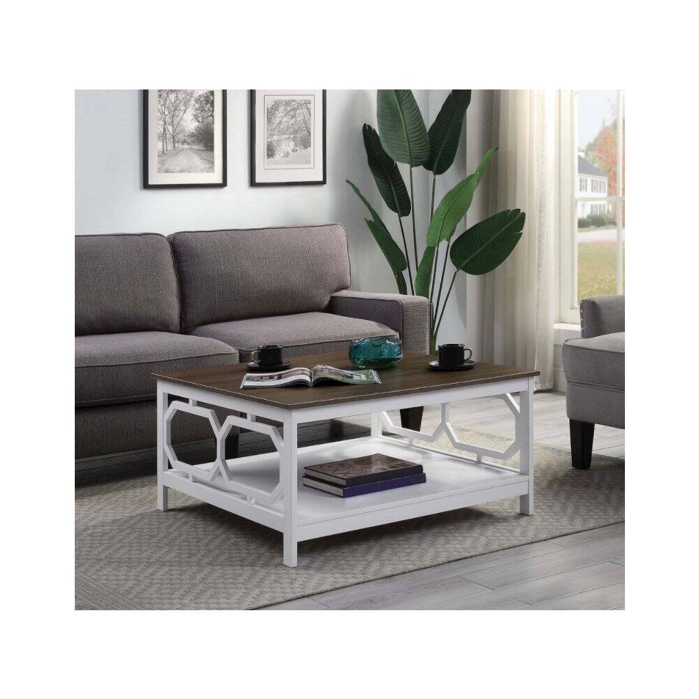 Angle. Convenience Concepts - Omega Square 36" Coffee Table - Driftwood Top/White Frame.