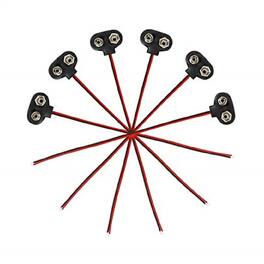 Kitcheniva - T-Type 9V Battery Snap Connector With Cable 10 Pcs - Black