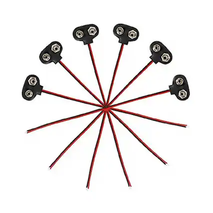 Front. Kitcheniva - T-Type 9V Battery Snap Connector With Cable 10 Pcs - Black.