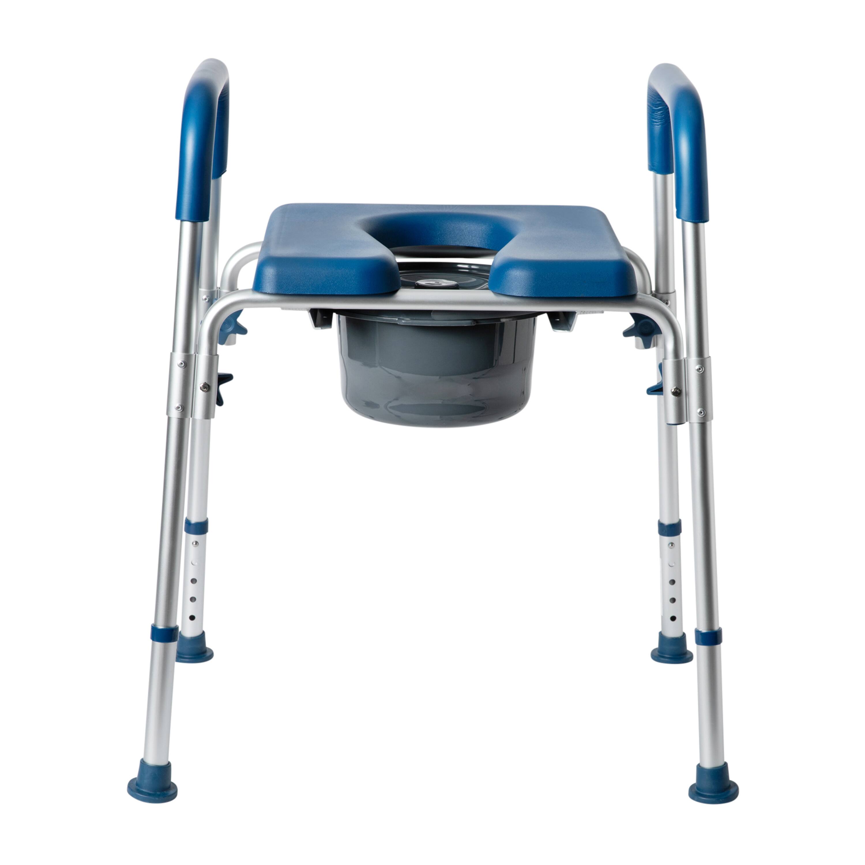 Alt View 8. Emma + Oliver - Height Adjustable Portable Heavy Duty Commode and Shower Chair - Blue.