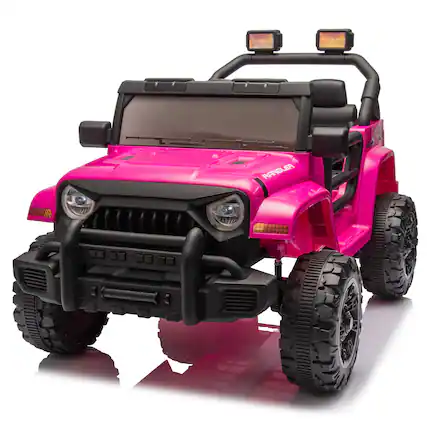 Front. Aukfa - 12V Kids Ride On Car - Parent Remote Control, Dual Drive, Bluetooth, LED Headlights, Slow Start for Ages 2-4.