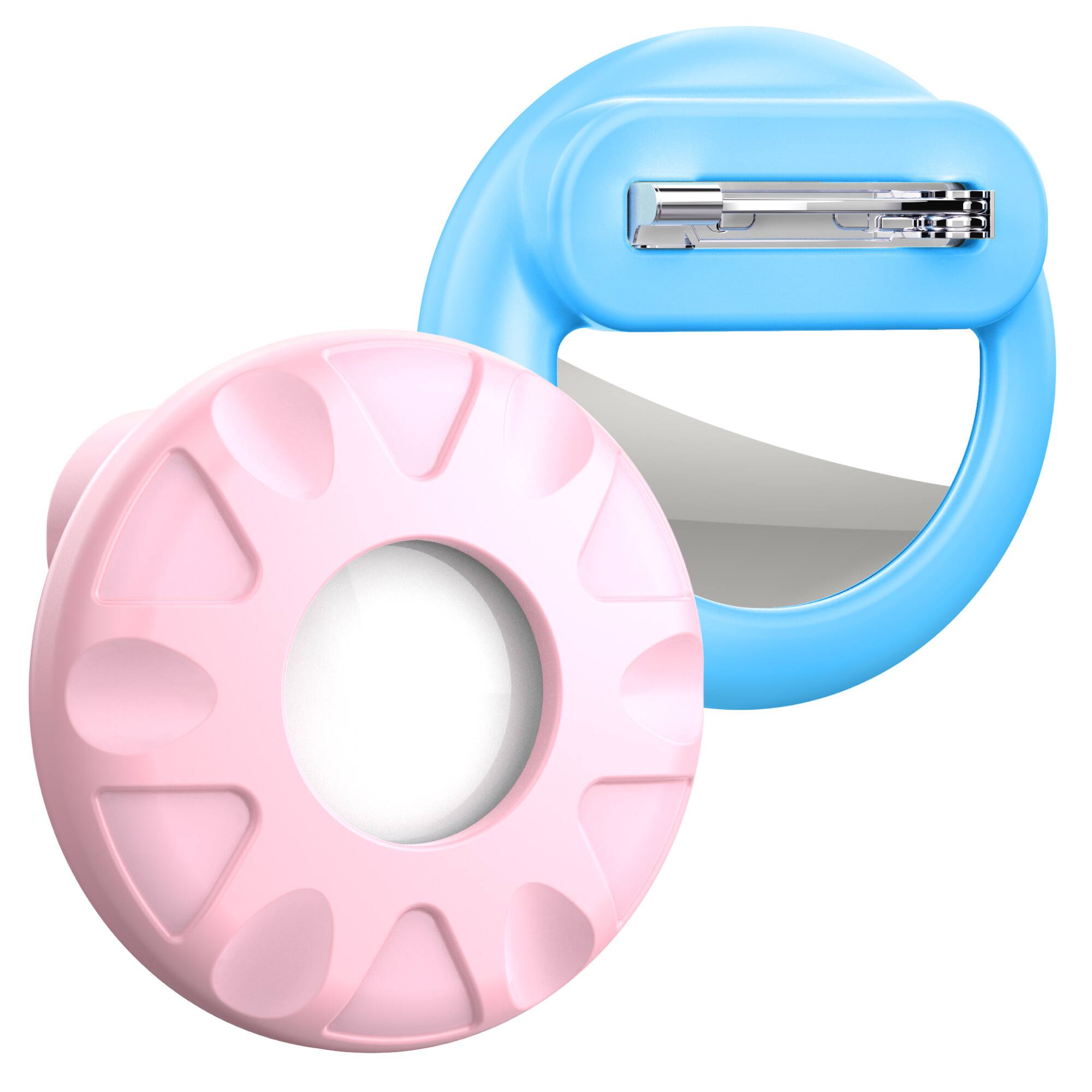 Front. Vena - 2 Pack For Apple AirTag Holder For Kids, AirTag Kids Hidden Silicone Case Invisible Pin for Child Elderly Pet Collar - Light Pink| Light Blue.