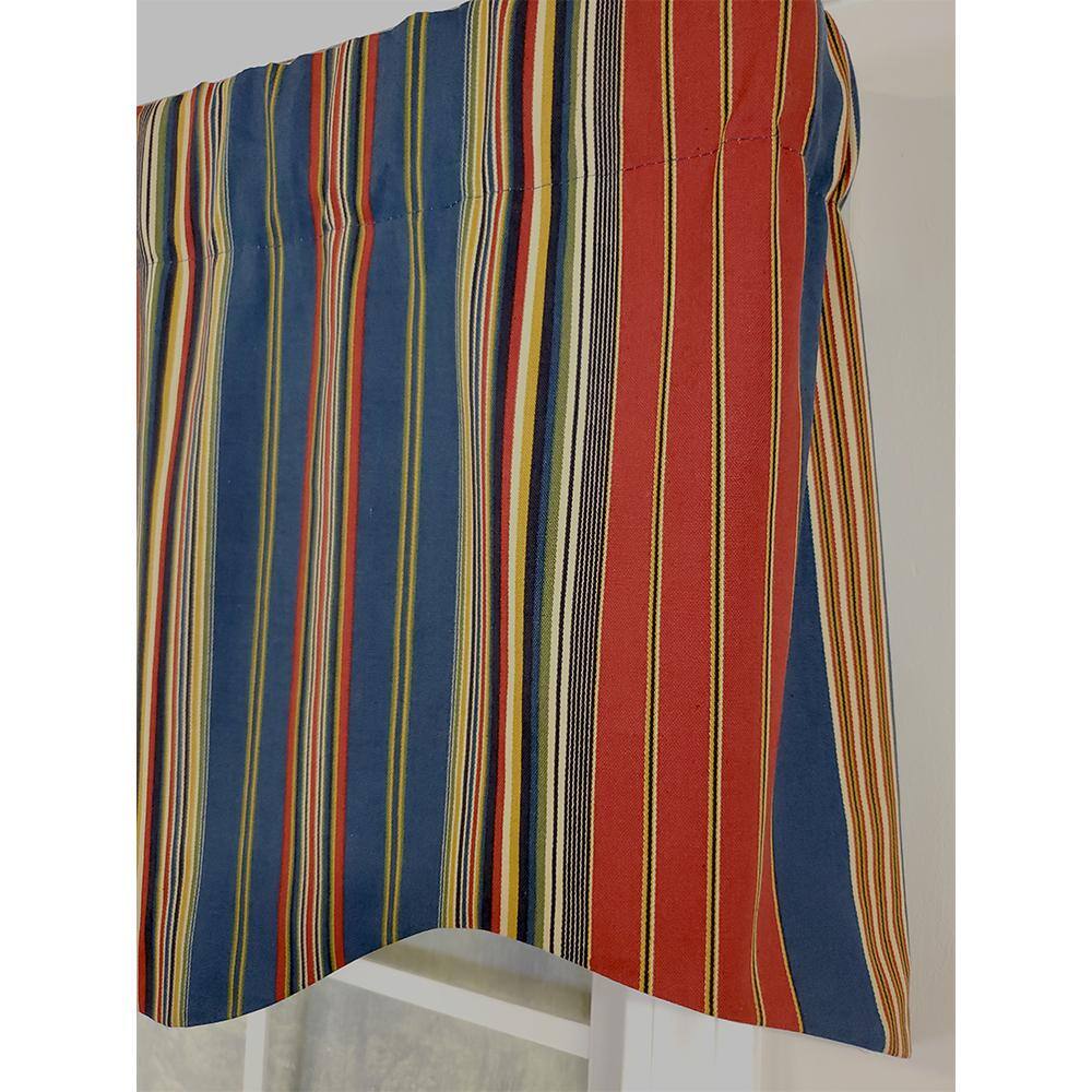 Left. RLF Home - RLF Home Sailor Stripe Regal 3" Rod Pocket Lining Luxurious and Elegant Window Treatment Valance 50" x 17" Nautical - Nautical.