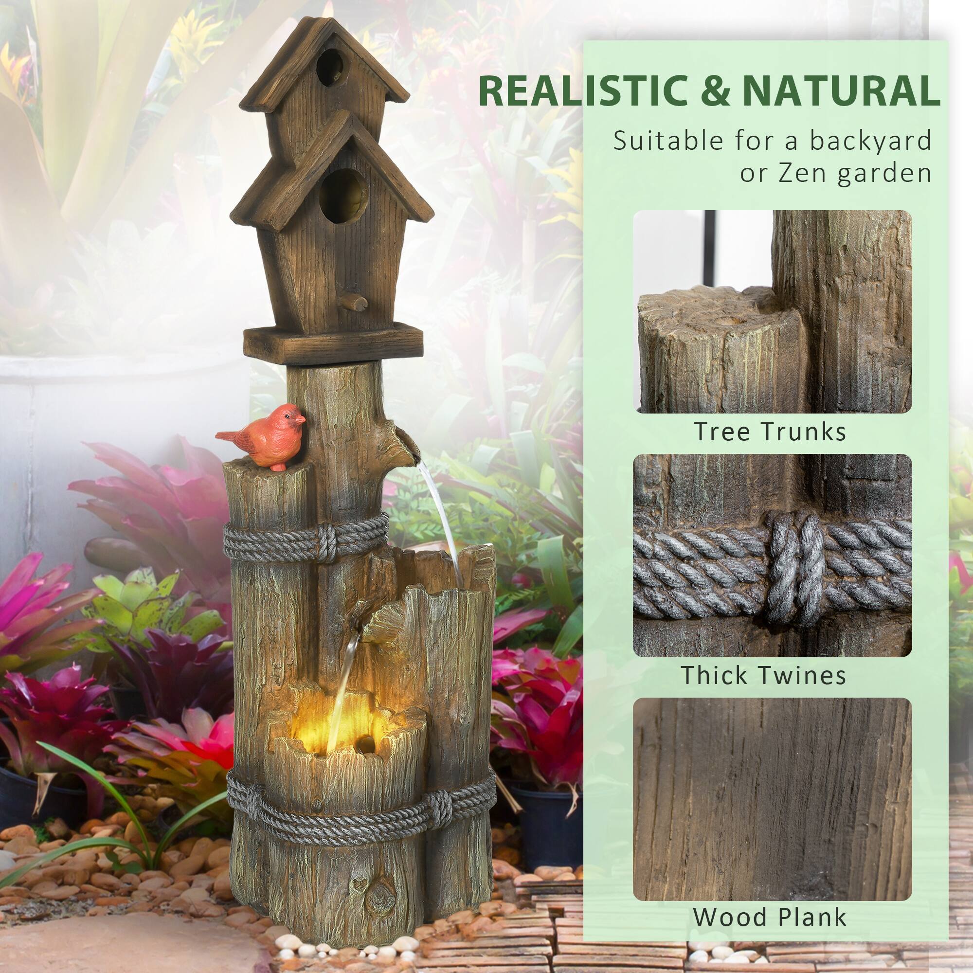 REALISTIC & NATURAL
Suitable for a backyard or Zen garden
Tree Trunks
Thick Twines
Wood Plank