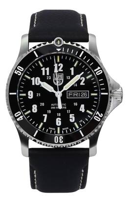 Luminox - Sport Timer Leather Strap Blue Dial Automatic Diver's XS.0921 200M Men's Watch - Black