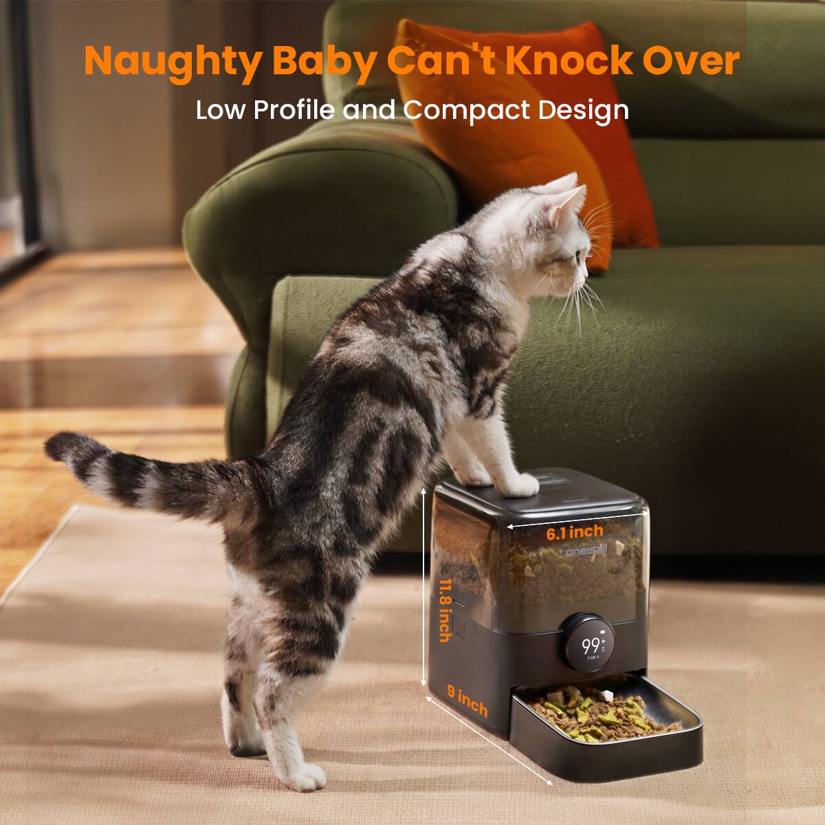 Naughty Baby Can't Knock Over, Low Profile and Compact Design, 6.1 inch, 11.8 inch, 9 inch.